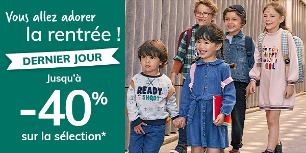 Vous allez adorer la rentrée ! Jusqu’à -40% sur la sélection !*