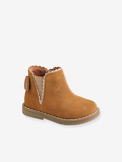 Elastische leren laarsjes voor meisjesbaby's - vertbaudet enfant Schoenen-Baby schoenen 17-26-Elastische leren laarsjes voor meisjesbaby's