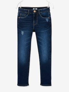 Jean slim MorphologiK "waterless" fille tour de hanches LARGE avec usures - vertbaudet enfant -Jean slim MorphologiK "waterless" fille tour de hanches LARGE avec usures