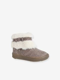 Boots cuir fourrés bébé fille - vertbaudet enfant -Boots cuir fourrés bébé fille
