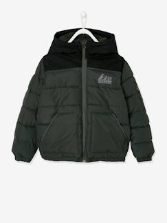 Tweekleurig jongensjack met kap en gerecyclede polyester vulling - vertbaudet enfant Jongens-Mantel, jas-Gewatteerde jas-Tweekleurig jongensjack met kap en gerecyclede polyester vulling