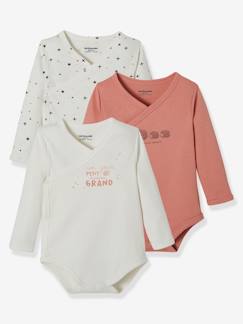 Lot de 3 bodies manches longues en coton bio ouverture naissance - vertbaudet enfant Lot de 3 bodies manches longues en coton bio ouverture naissance - vertbaudet enfant