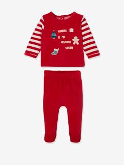 Fluwelen babypyjama in 2 delen voor Kerstmis - vertbaudet enfant Baby-Pyjama, overpyjama-Fluwelen babypyjama in 2 delen voor Kerstmis