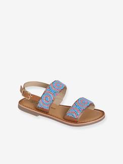 Textielsandalen voor meisjes met kralen - vertbaudet enfant Schoenen-Meisje shoenen 23-38-Sandalen-Textielsandalen voor meisjes met kralen