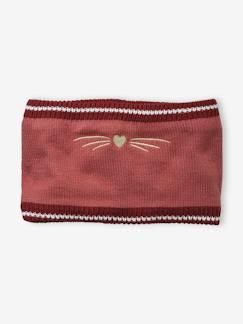 Snood met geborduurde kat in geribd breisel - vertbaudet enfant Meisje-Accessoires-Meisjesmuts, sjaal, handschoenen-Snood met geborduurde kat in geribd breisel