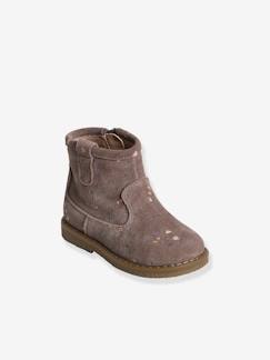 Leren boots met rits voor meisjesbaby - vertbaudet enfant Schoenen-Baby schoenen 17-26-Leren boots met rits voor meisjesbaby