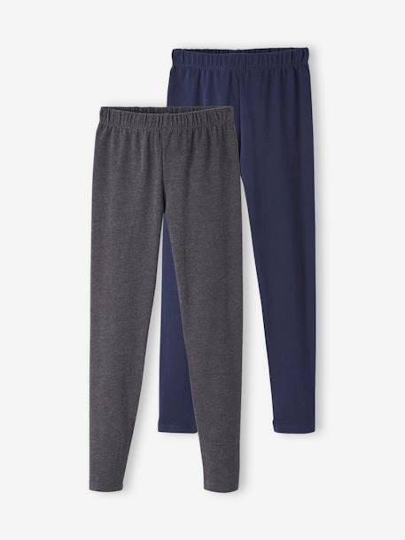Lot de 2 leggings Basics unis fille - vertbaudet enfant Fille-Legging-Lot de 2 leggings Basics unis fille