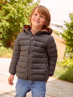 Licht donsjack met capuchon voor jongens met gerecyclede polyester vulling - vertbaudet enfant Jongens-Mantel, jas-Gewatteerde jas-Licht donsjack met capuchon voor jongens met gerecyclede polyester vulling