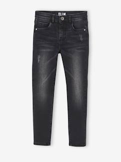 Jean slim MorphologiK "waterless" fille tour de hanches LARGE avec usures - vertbaudet enfant -Jean slim MorphologiK "waterless" fille tour de hanches LARGE avec usures