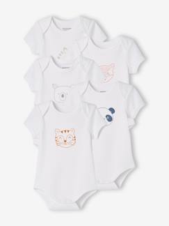 Lot de 5 bodies « animaux » bébé naissance ouverture US manches courtes BASICS - vertbaudet enfant Lot de 5 bodies « animaux » bébé naissance ouverture US manches courtes BASICS - vertbaudet enfant