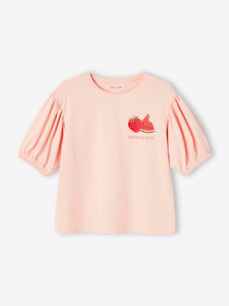 T-shirt manches boules fille motif fruit poitrine - vertbaudet enfant Fille-T-shirt, sous-pull-T-shirt manches boules fille motif fruit poitrine