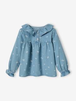 Chemise denim à collerette motifs fleurs fille - vertbaudet enfant Chemise denim à collerette motifs fleurs fille - vertbaudet enfant