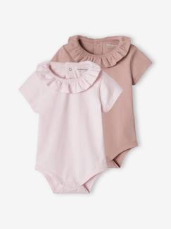 Lot de 2 bodies bébé col fantaisie manches courtes ouverture dos - vertbaudet enfant Lot de 2 bodies bébé col fantaisie manches courtes ouverture dos - vertbaudet enfant