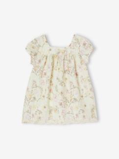 Babybloemetjesjurk met korte mouwen - vertbaudet enfant Baby-Rok, jurk-Babybloemetjesjurk met korte mouwen
