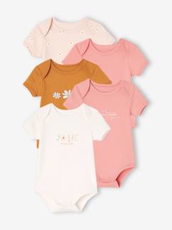 Lot de 5 bodies marguerites manches courtes bébé ouverture US - vertbaudet enfant Lot de 5 bodies marguerites manches courtes bébé ouverture US - vertbaudet enfant