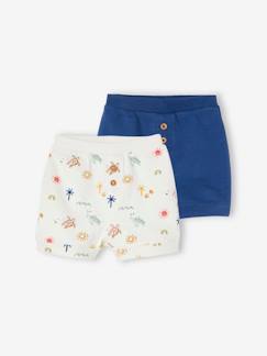 Set van 2 baby fleece broekjes - vertbaudet enfant Baby-Short-Set van 2 baby fleece broekjes