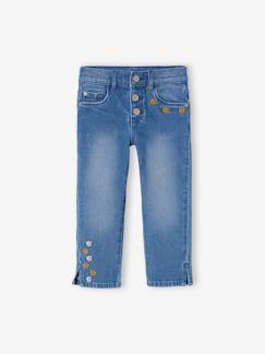 Pantacourt denim brodé fleurs fille - vertbaudet enfant Pantacourt denim brodé fleurs fille - vertbaudet enfant