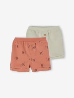 Set van 2 baby fleece broekjes - vertbaudet enfant Baby-Short-Set van 2 baby fleece broekjes