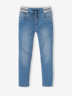 Jean droit en molleton effet denim facile à enfiler garçon - vertbaudet enfant Garçon-Jean-Jean droit en molleton effet denim facile à enfiler garçon
