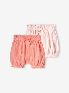Set van 2 bloomers voor babymeisje van katoengaas - vertbaudet enfant Baby-Short-Set van 2 bloomers voor babymeisje van katoengaas