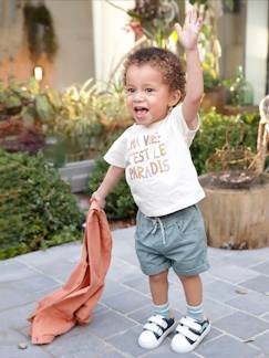 Gekeperde short met elastische tailleband babyjongen - vertbaudet enfant Baby-Short-Gekeperde short met elastische tailleband babyjongen