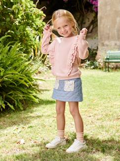 Jupe en denim matelassé fille poches imprimées fleurs - vertbaudet enfant Jupe en denim matelassé fille poches imprimées fleurs - vertbaudet enfant