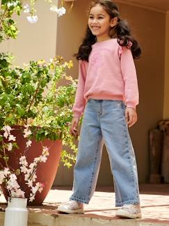 Jean large fille bas effiloché - vertbaudet enfant Jean large fille bas effiloché - vertbaudet enfant