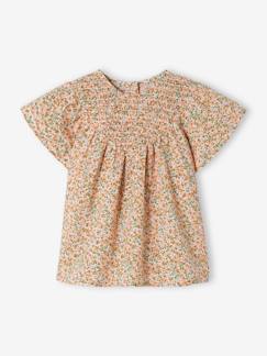 Blouse encolure smockée bébé manches courtes - vertbaudet enfant Bébé-Chemise, blouse-Blouse encolure smockée bébé manches courtes