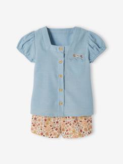 Ensemble bébé blouse et short fleuri - vertbaudet enfant Bébé-Ensemble-Ensemble bébé blouse et short fleuri