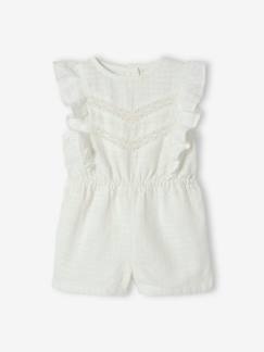 Combi-short de cérémonie bébé en broderie anglaise - vertbaudet enfant Bébé-Salopette, combinaison-Combi-short de cérémonie bébé en broderie anglaise