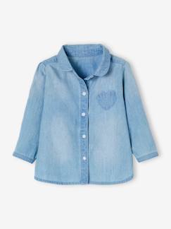 Baby-Personaliseerbare overhemd van afgewassen jeans babymeisje