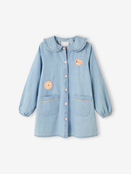 Tablier d'écolière en denim léger personnalisable fille - vertbaudet enfant Tablier d'écolière en denim léger personnalisable fille - vertbaudet enfant