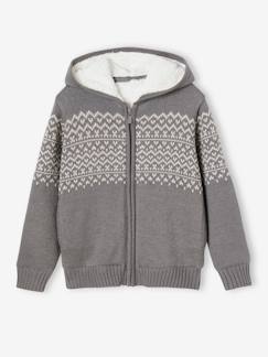 Gilet zippé à capuche garçon doublé sherpa - vertbaudet enfant Garçon-Pull, gilet, sweat-Gilet zippé à capuche garçon doublé sherpa