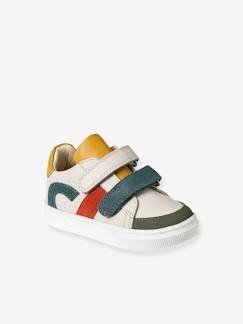 Baskets en cuir scratchées bébé - vertbaudet enfant Chaussures-Chaussures garçon 23-38-Baskets en cuir scratchées bébé