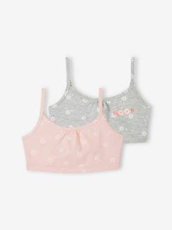 Lot de 2 brassières marguerites fille - vertbaudet enfant Fille-Sous-vêtement-Brassière-Lot de 2 brassières marguerites fille