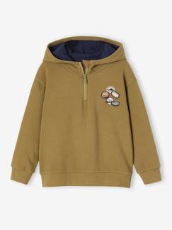 Sweat capuche montante animation badges garçon - vertbaudet enfant Garçon-Pull, gilet, sweat-Sweat capuche montante animation badges garçon