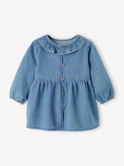 Baby-Denim babyjurk met kraag met ruches