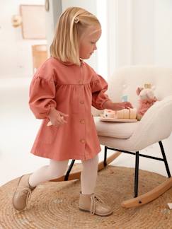 Babyjurk van keperstof met claudinekraag - vertbaudet enfant Baby-Rok, jurk-Babyjurk van keperstof met claudinekraag