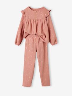 Pyjama long fille noël en gaze de coton - vertbaudet enfant -Pyjama long fille noël en gaze de coton