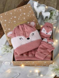 Kerstcadeauset Bichette voor meisjes - muts + sjaal + wanten - vertbaudet enfant Meisje-Accessoires-Meisjesmuts, sjaal, handschoenen-Kerstcadeauset Bichette voor meisjes - muts + sjaal + wanten