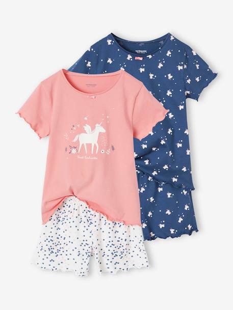 Lot de 2 pyjashorts fille licornes - vertbaudet enfant Fille-Pyjama, surpyjama-Lot de 2 pyjashorts fille licornes