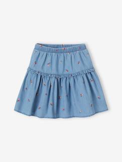 Jupe brodée cerises fille en denim léger - vertbaudet enfant Jupe brodée cerises fille en denim léger - vertbaudet enfant