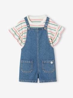 Ensemble t-shirt + salopette en jean fille - vertbaudet enfant Ensemble t-shirt + salopette en jean fille - vertbaudet enfant