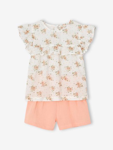 Ensemble de cérémonie fille blouse volantée et short en gaze - vertbaudet enfant Fille-Short-Ensemble de cérémonie fille blouse volantée et short en gaze