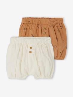 Lot de 2 bloomers naissance en gaze de coton - vertbaudet enfant Bébé-Short-Lot de 2 bloomers naissance en gaze de coton