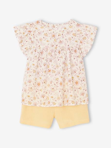 Ensemble blouse imprimée et short en gaze de coton fille - vertbaudet enfant Fille-Short-Ensemble blouse imprimée et short en gaze de coton fille