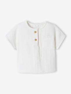 Blouse tunisienne en gaze de coton naissance personnalisable - vertbaudet enfant Bébé-T-shirt, sous-pull-Blouse tunisienne en gaze de coton naissance personnalisable