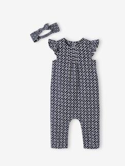 Ensemble combinaison + bandeau imprimés bébé fille - vertbaudet enfant Bébé-Ensemble-Ensemble combinaison + bandeau imprimés bébé fille