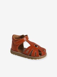 Sandales scratchées fermées cuir bébé - vertbaudet enfant Chaussures-Chaussures bébé 17-26-Marche fille 19-26-Ballerines, babies -Sandales scratchées fermées cuir bébé