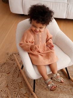 Geborduurd babyjurkje van katoengaas - vertbaudet enfant Baby-Rok, jurk-Geborduurd babyjurkje van katoengaas